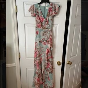 Eliza J Pink and Blue Floral Maxi Dress